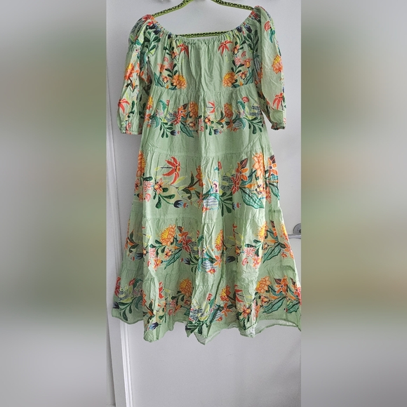 Farm Rio x Anthropologie Off-The-Shoulder Tiered Floral Midi Dress (XXS) - Picture 9 of 15